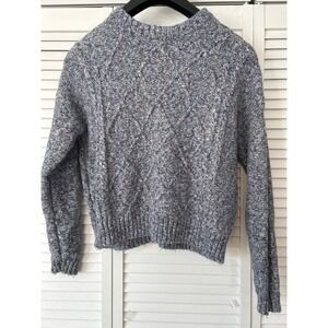 Time and Tru Womens XL Cable Knit Sweater Crew Neck‎ Blue Pink Pullover